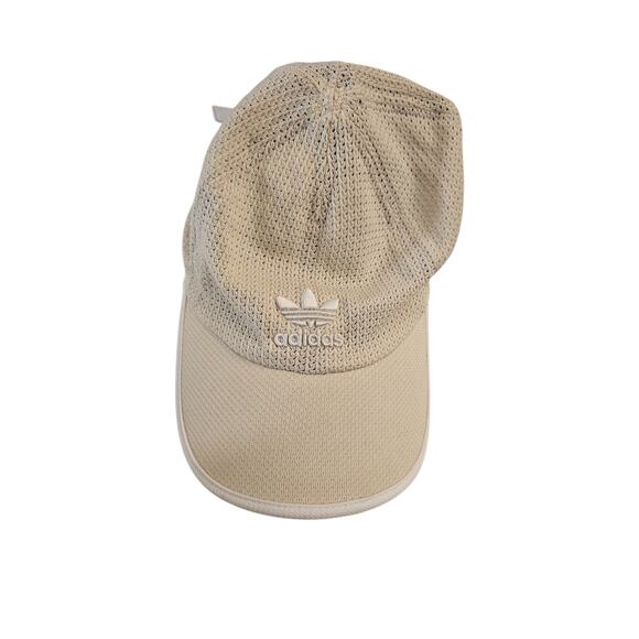 Adidas Womens Strapback Knit Baseball Hat Cap Light Beige - Picture 2 of 4